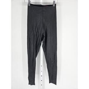 Commando Womens Faux Leather High Rise Pull On Leggings Black Size Small